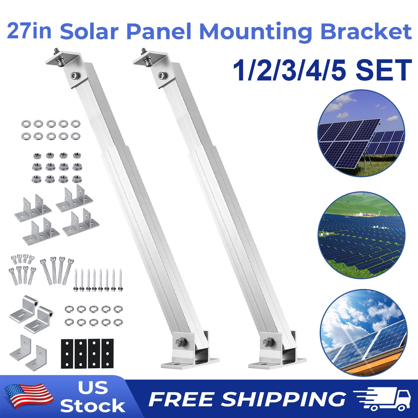 36-68cm Adjustable Solar Panel Mount Bracket Kit Ground Multifunction Support