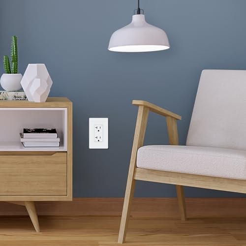 Decorator Wall Outlet, Tamper Resistant Duplex Receptacle 20 Amp 10 Matte White