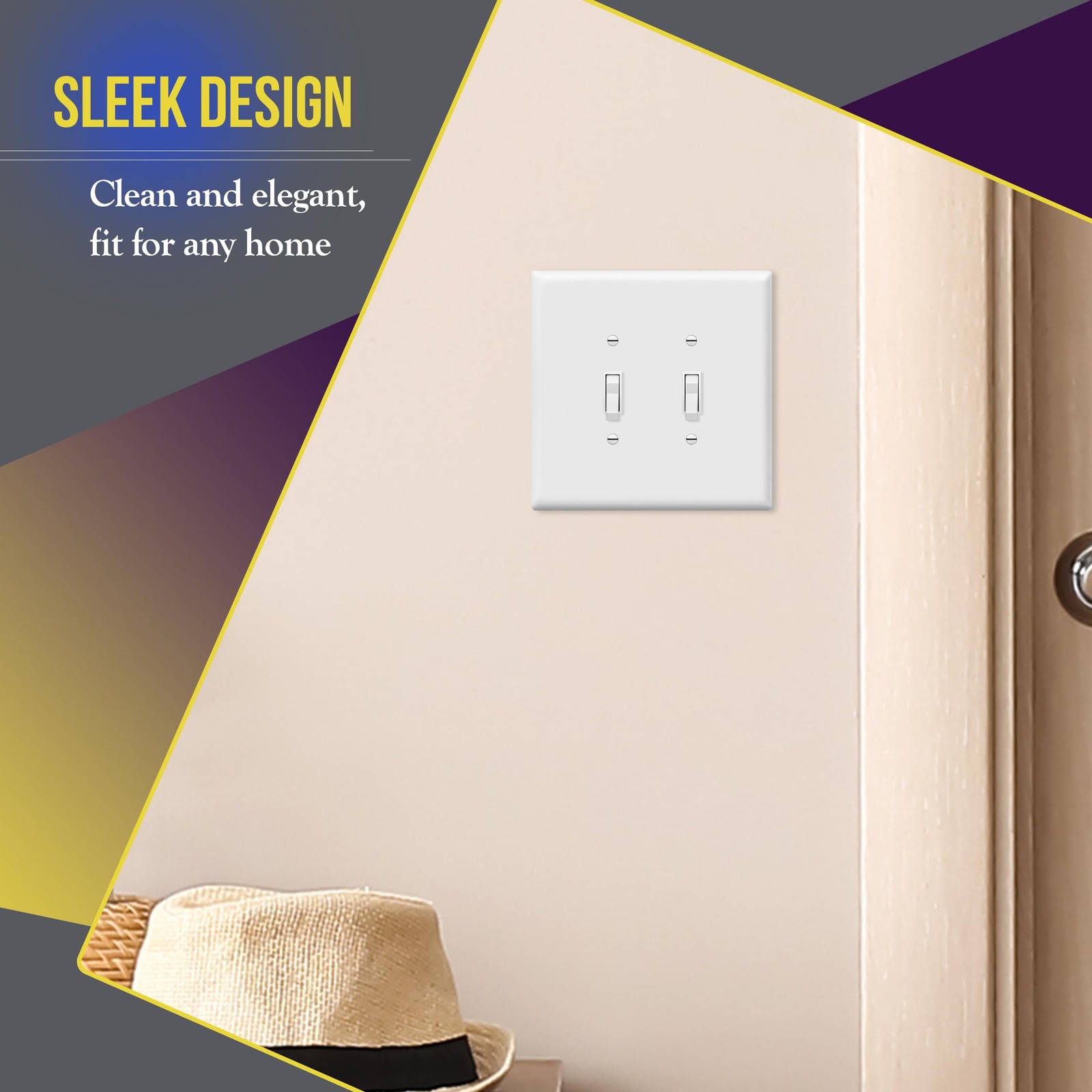 Jumbo Double Toggle Switch Cover, Large Two Gang Light Switch Wall Plate, Glo…