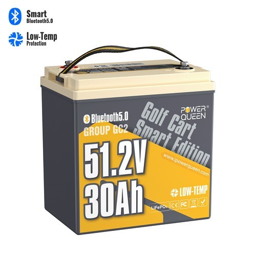 Power Queen 48V 30Ah Bluetooth Low Temp Golf Cart Lithium LiFePO4 Battery BMS
