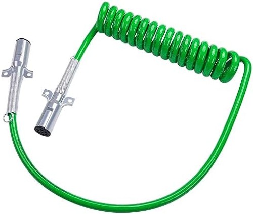 CheeMuii 7 Way Coiled Trailer Cord 15FT Long Tail ABS Electrical Power Wire A…