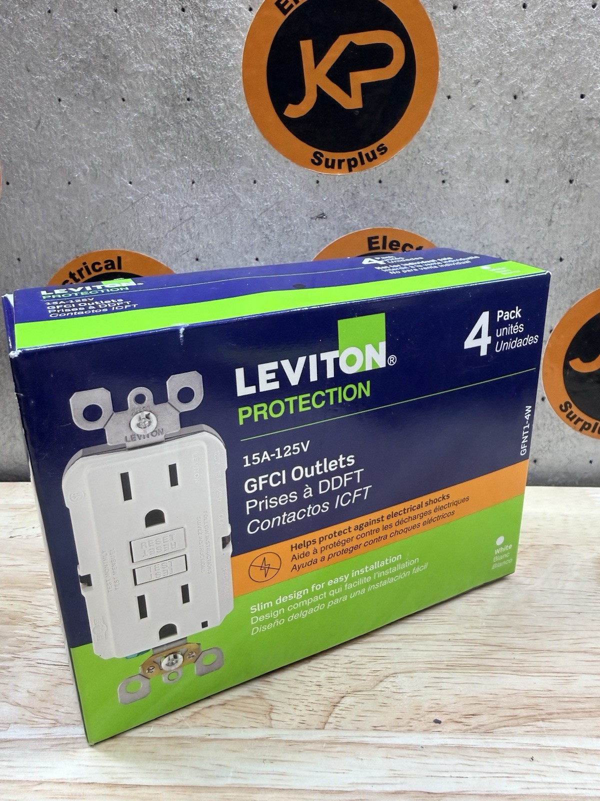 Leviton 15 Amp 125v GFCI Outlet Box Of 4 Pcs Cat# GFNT1-4W 4 PCs New