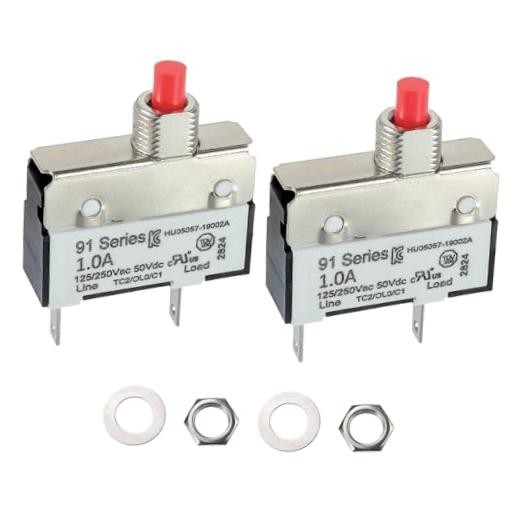 1A 125/250V AC 50V DC Thermal Circuit – 2 Pack – Manual Reset Push Button