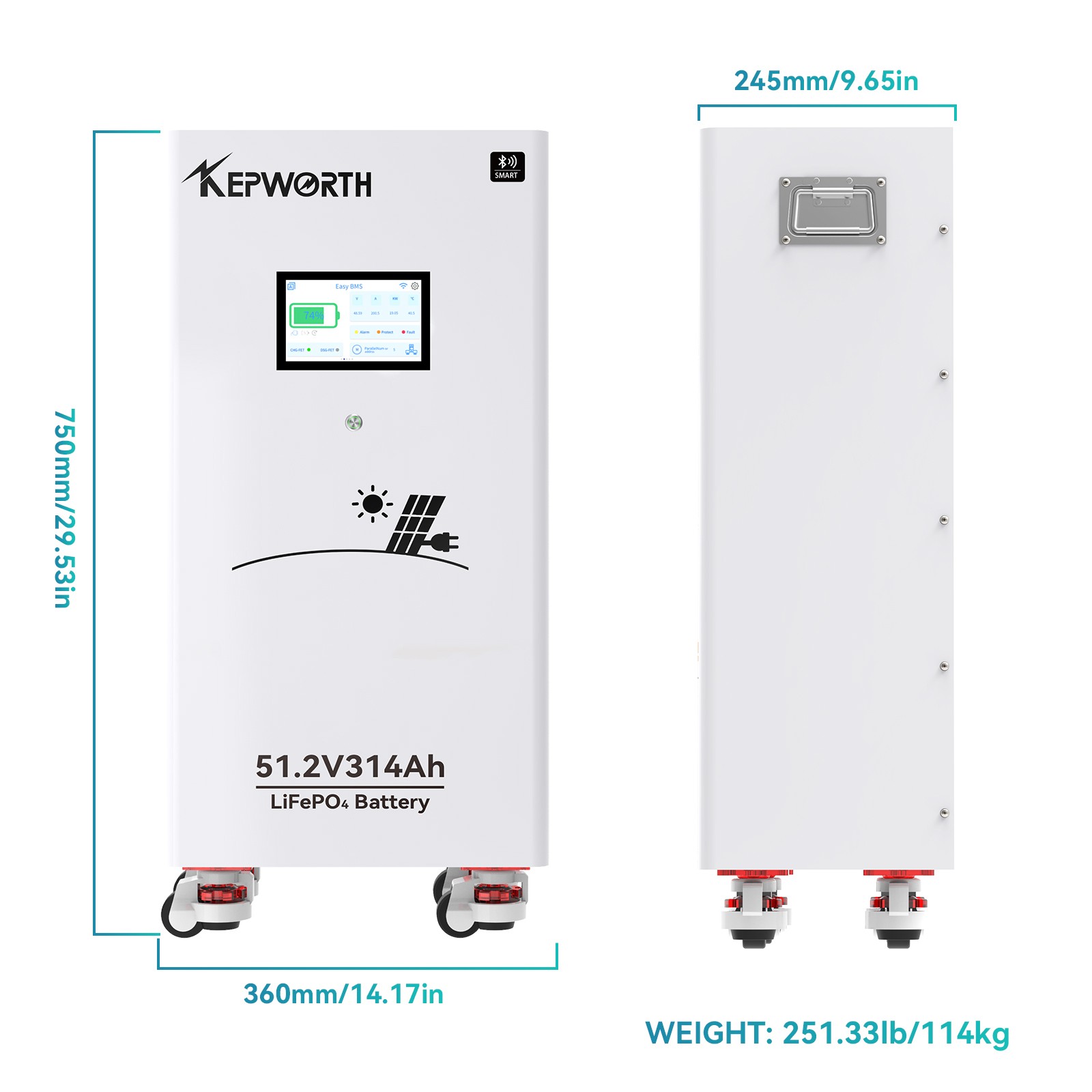 7X 48V 314Ah 16kWh Lithium Battery LiFePO4 Bluetooth 200A BMS RV Solar Off-grid