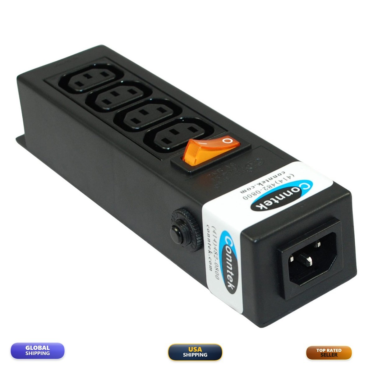 Conntek 55705 Power Strip 250V 7.5in Housing C14 Inlet to 4 C13 Receptacles