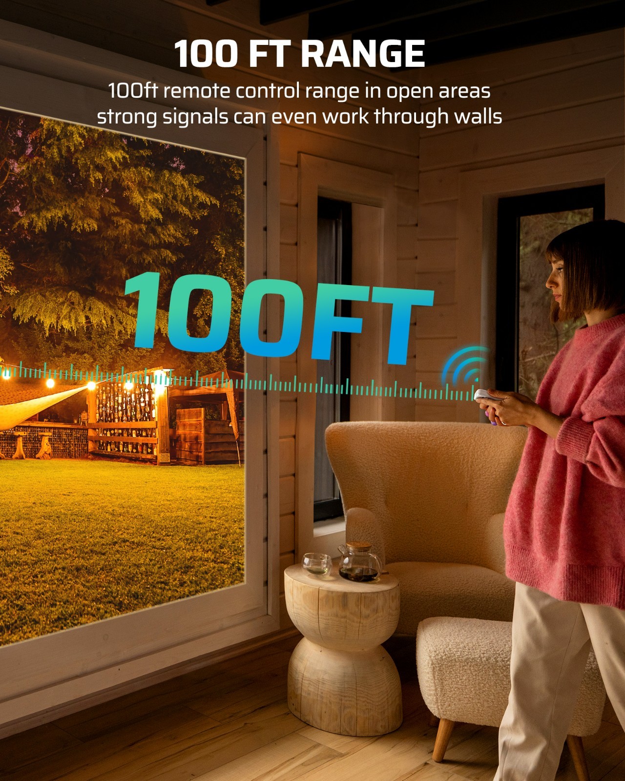 Outdoor Indoor Wireless Light Switch and Receiver Kit, 15A/1800W IP65 Waterproof