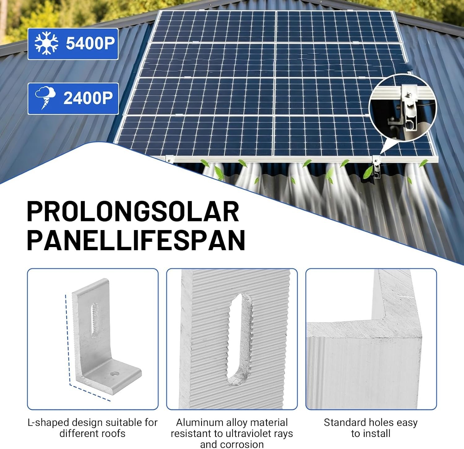 10Pcs L Foot Solar Mount, Aluminum Alloy Photovoltaic Panel Mounting Bracket,…