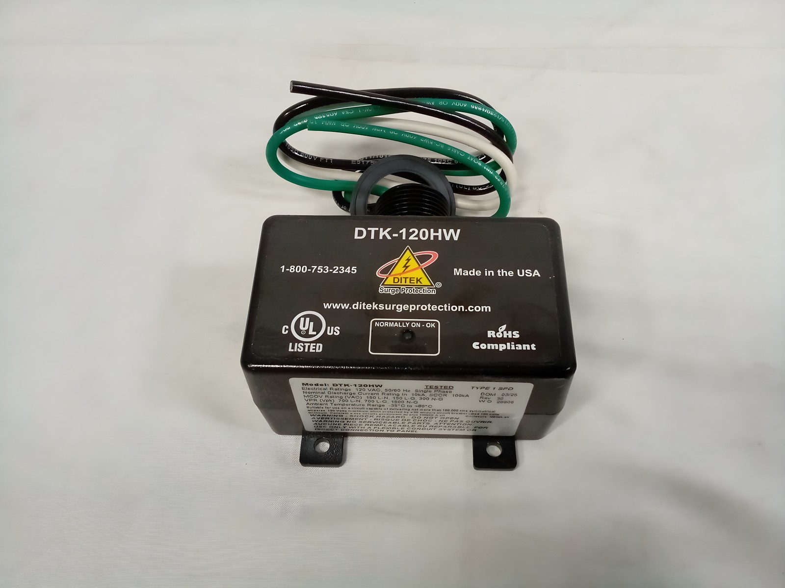 DITEK DTK-120HW 120VAC Single Phase Type 1 Surge Protective Device