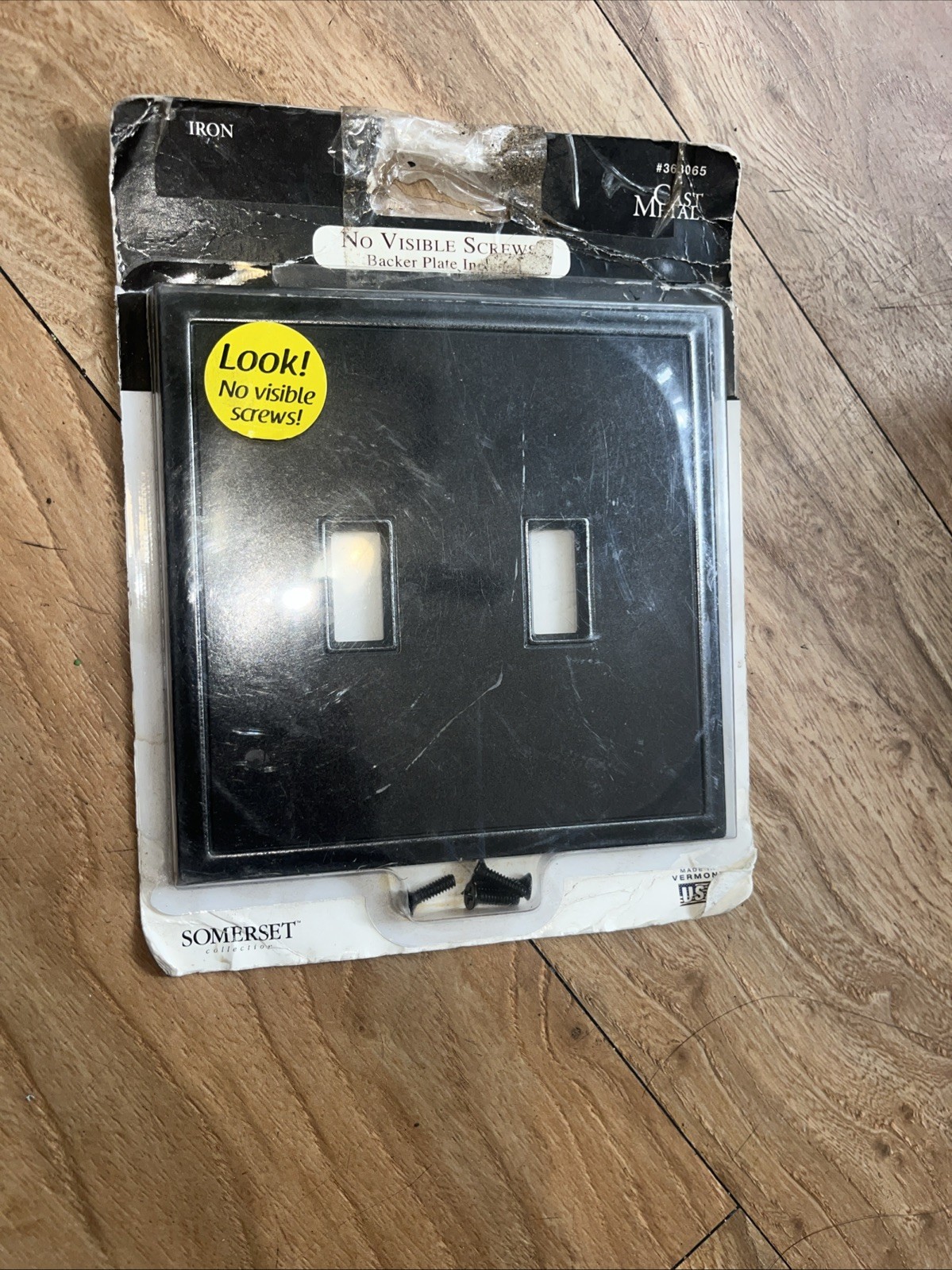 Somerset Double Light Switch Wallplate NO VISIBLE SCREWS #363065 Brand New”IRON”