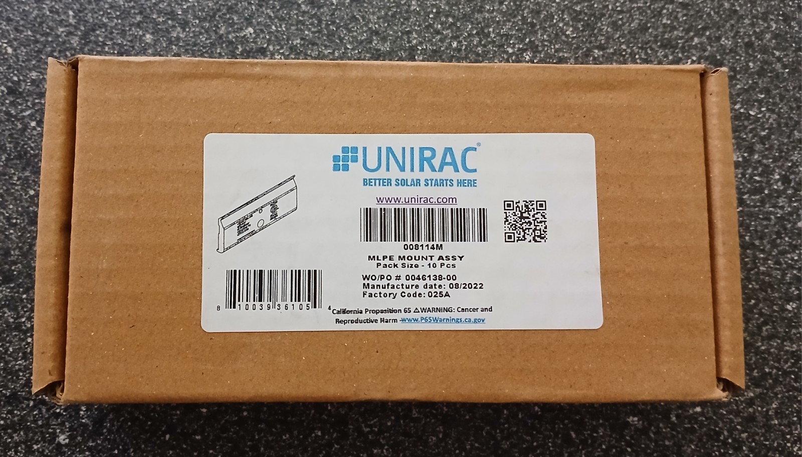 UniRac Solar Mounting Assembly. 008114M MLPE. (Box of 10). NEW. Free Shipping.