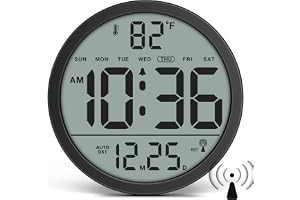 WallarGe Atomic Wall Clock – Never Needs Setting, Digital Wall Clock Battery Ope