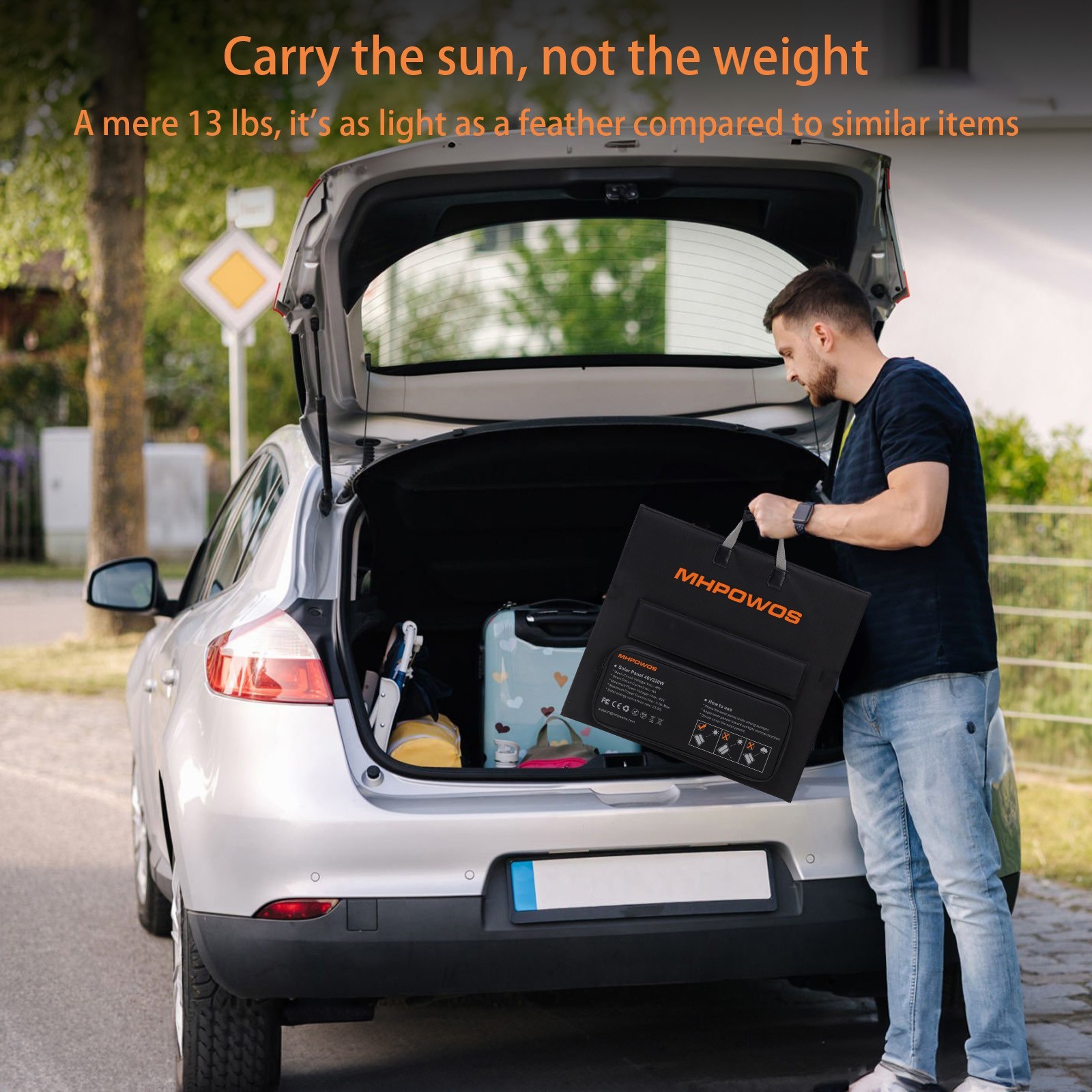 MHPOWOS 220W Portable Solar Panel Foldable IP67 7-in-1 Cable for Power Station