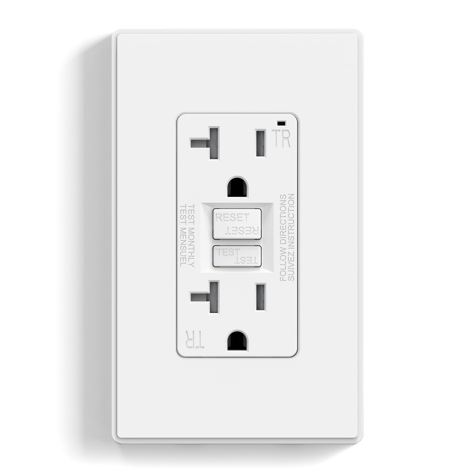 ELEGRP GFCI Outlet 15 Amp, Self-Test GFI Electrical Outlet, Matte White