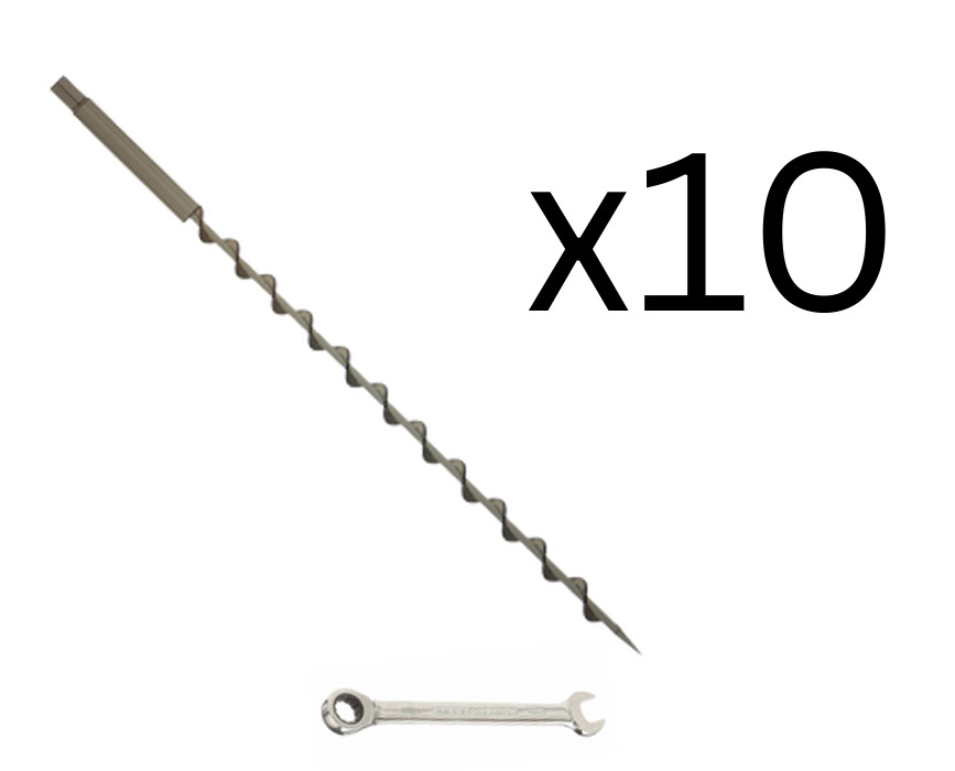 IntegraRack IR EarthScrew Mounting Kit 10-Pack 30″ for BallastRack Frames
