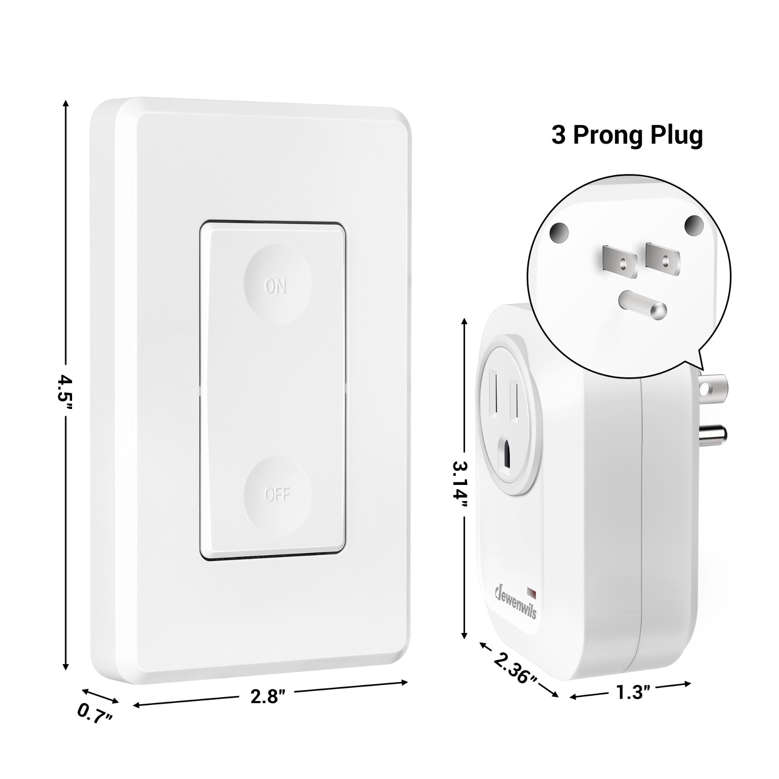 DEWENWILS Wireless Remote Wall Switch and Outlet, No Wiring Plug in On Off Power