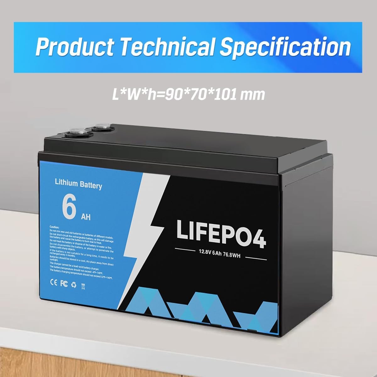 New 12V Lifepo4 Lithium Battery 5000+ Deep Cycles 6Ah for RV Marine Solar System