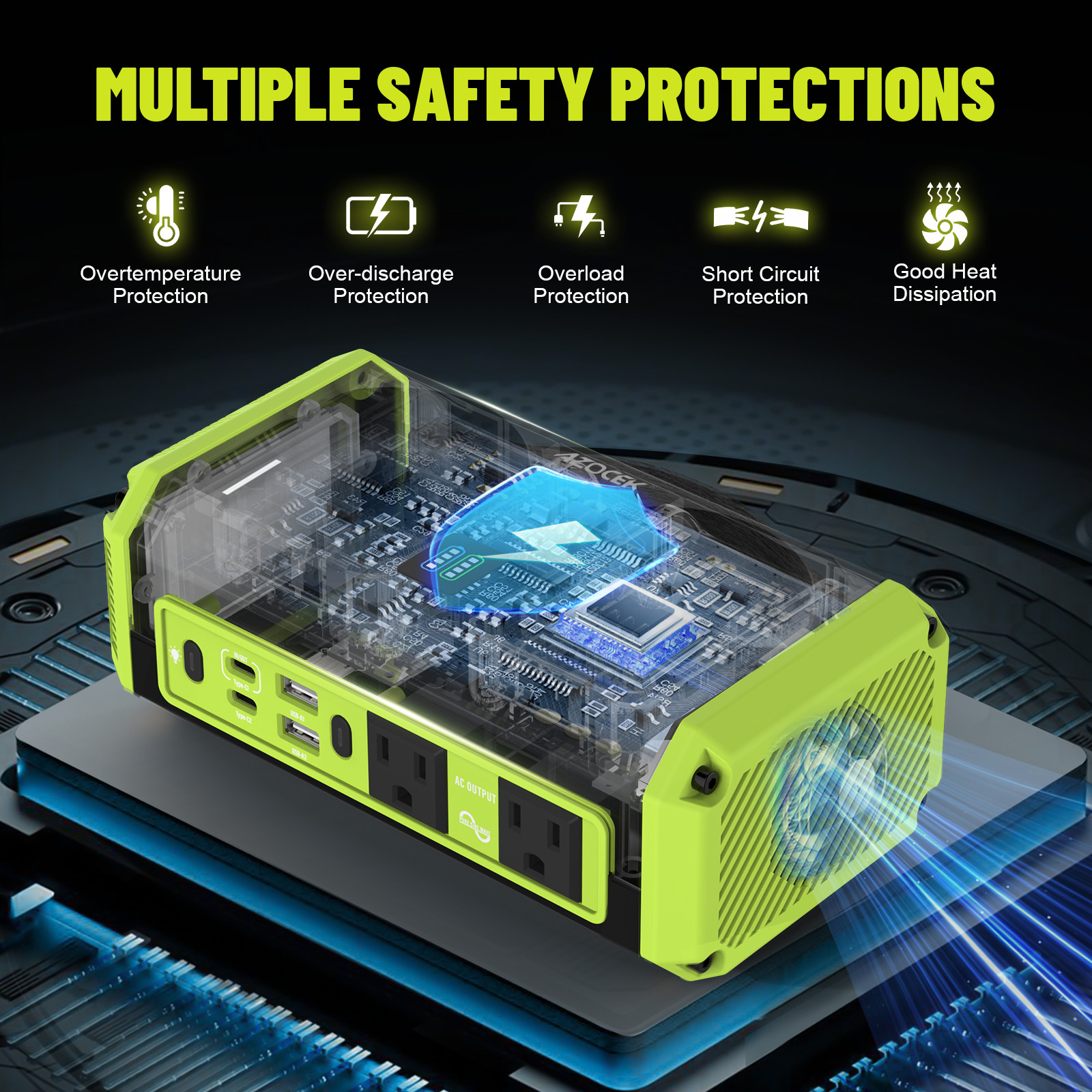 350W Pure Sine Wave Inverter for Ryobi 18V Battery DC 18V to AC 120V 600lm LED
