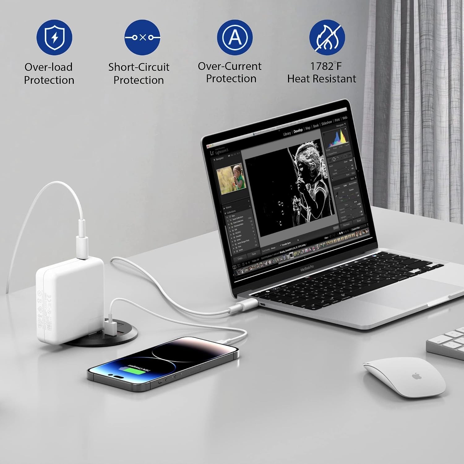 Stylish Flush Mount Desk Grommet with USB-C, Black (2-Pack)