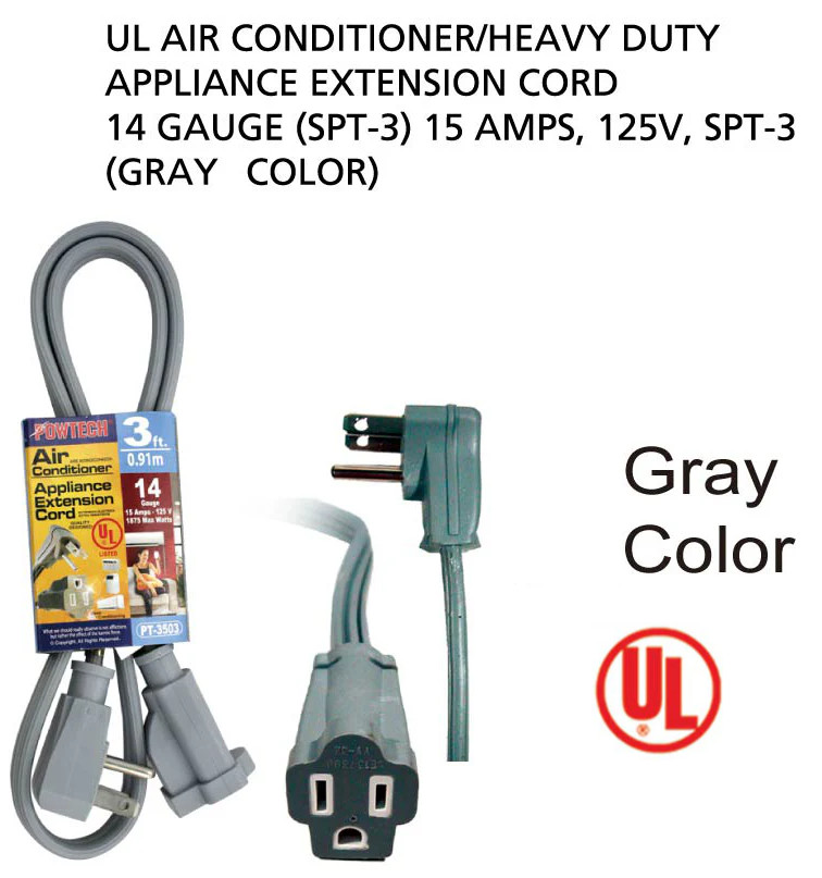 3′ Foot 14 Gauge 3-Prong Heavy Duty Appliance Extension Cord – UL Certified