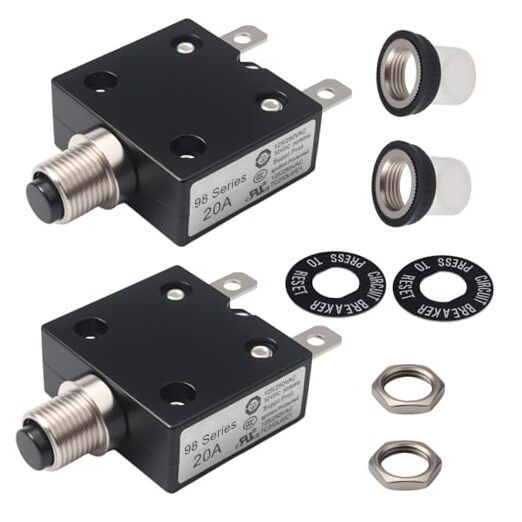 Thermal Circuit Breaker 20 Amps, Push Button Manual Reset Circuit Breakers