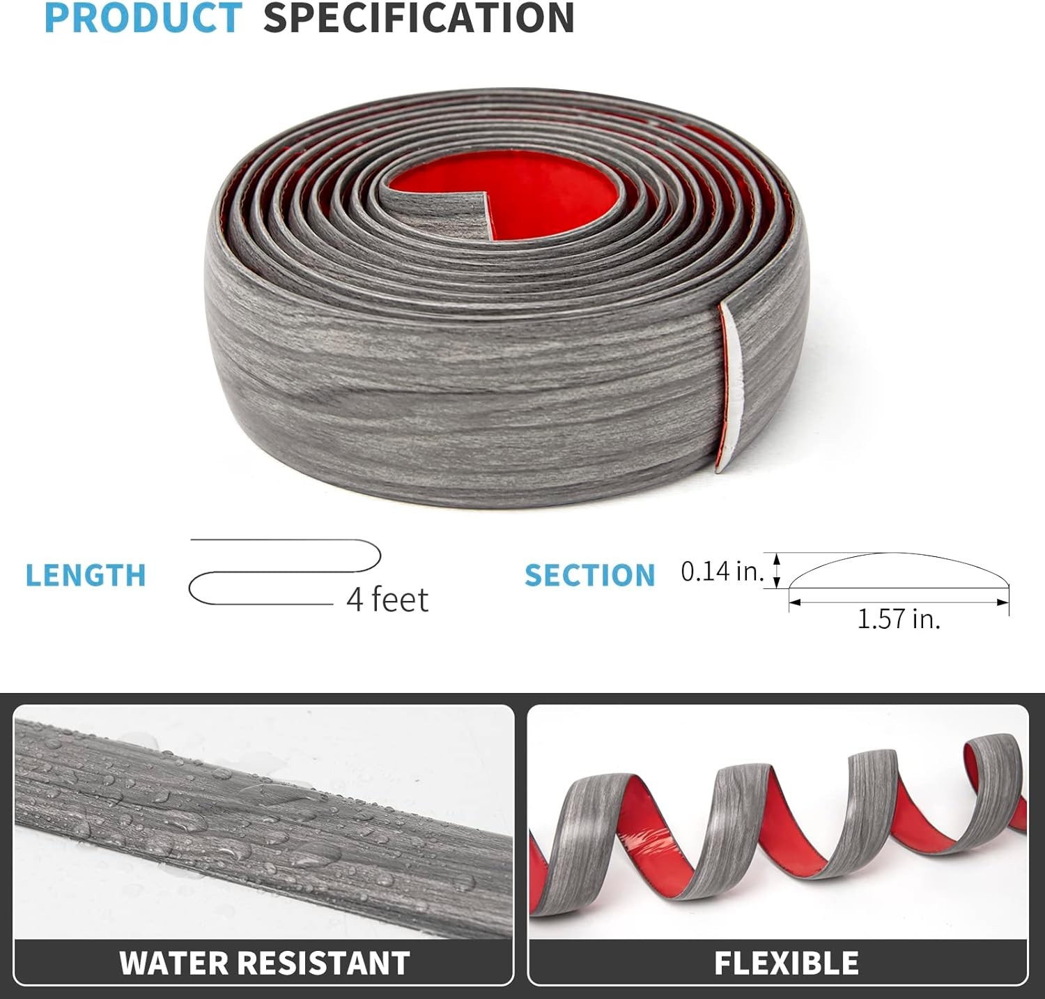 Durable Vinyl Floor Transition Strip – 4ft Easy Installation for Smooth Surfaces