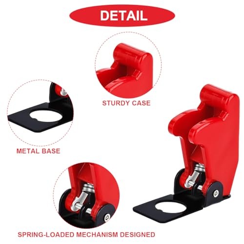 10Pcs 12mm/0.47inch Mounting Hole Safety Flip Covers Dustproof Waterproof Red