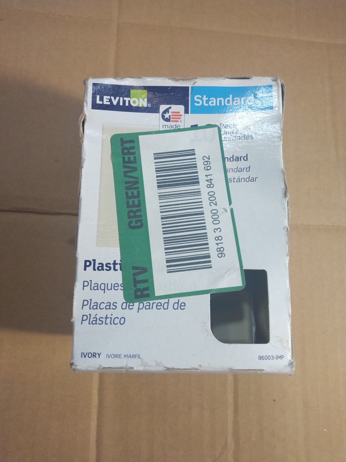 Leviton 86003-IMP Ivory 1-Gang Rectangle Thermoplastic Duplex Outlet Wall Plate