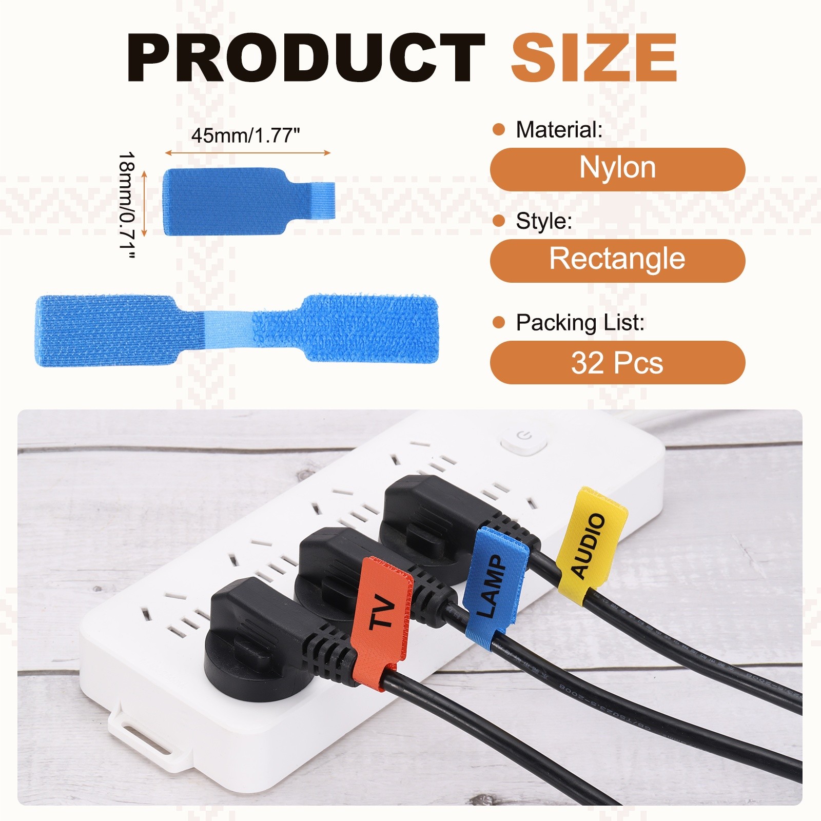 32Pcs 1.8″ Rectangle Cable Labels Tags Dark Blue