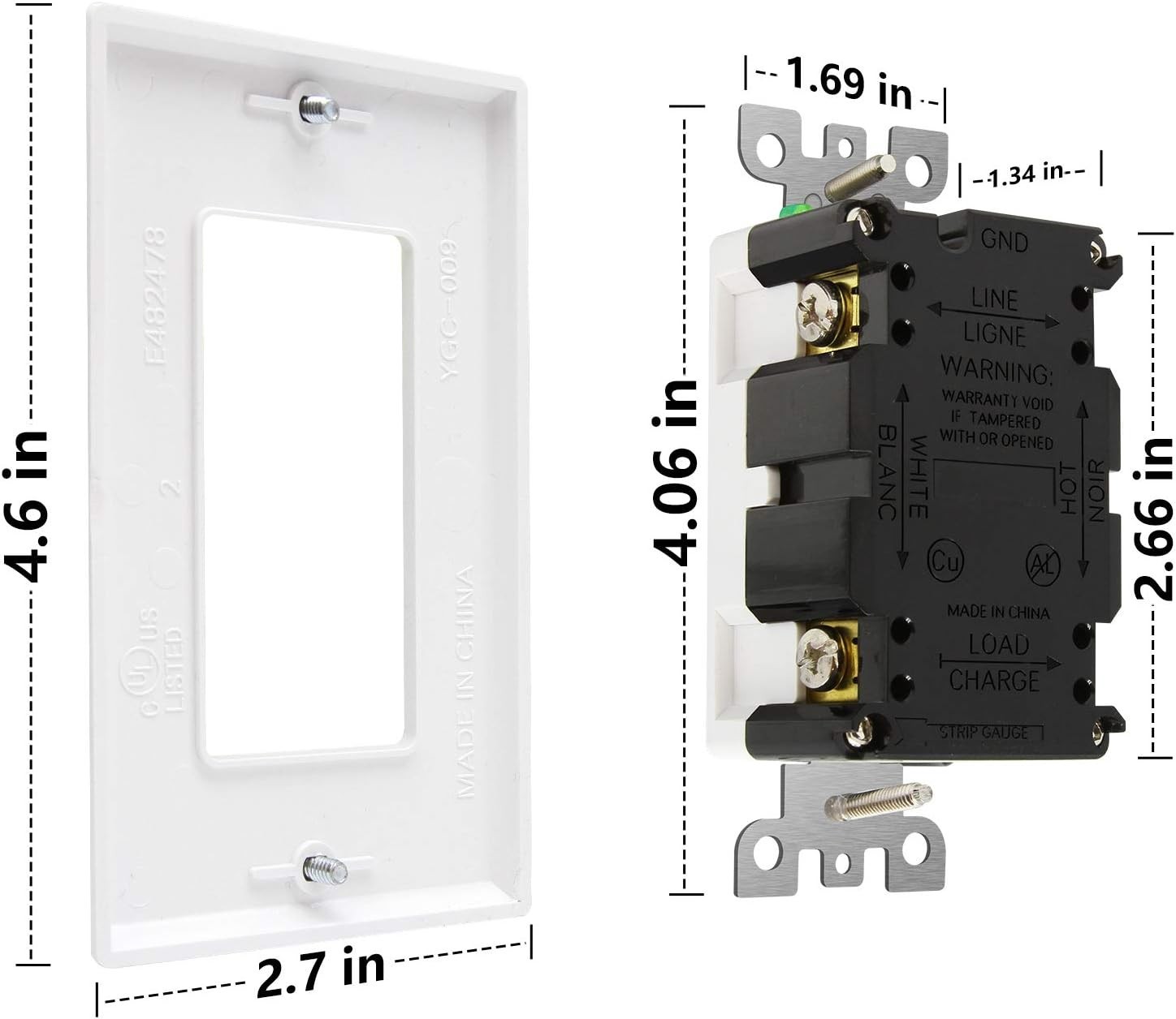 Listed GFCI Outlet 20 Amp with LED Indicator – Tamper-Resistant for Safety