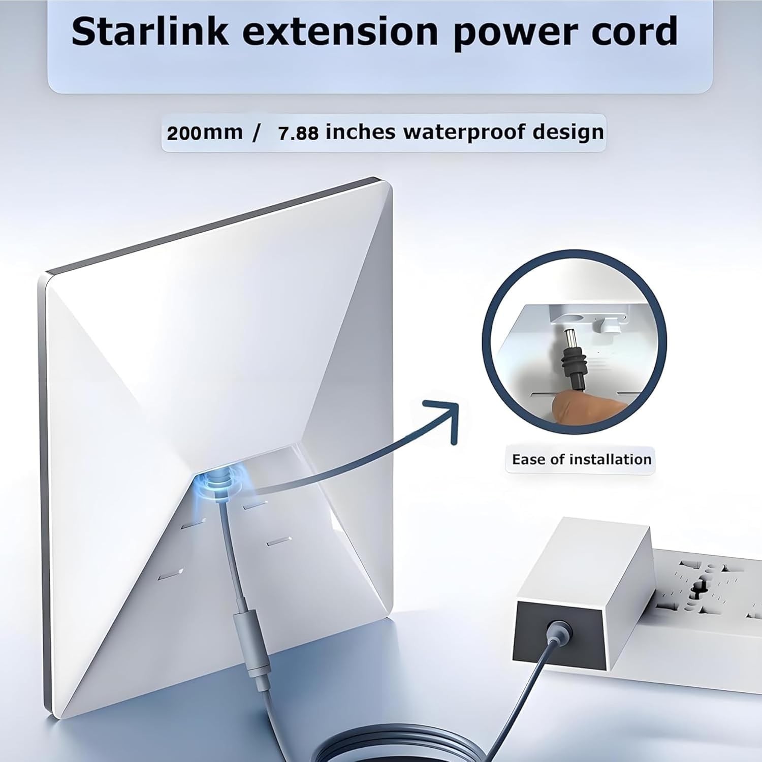 StarLink Mini 0.3M DC Extension Cable,IP54 Waterproof,60W Power Extension Cab…