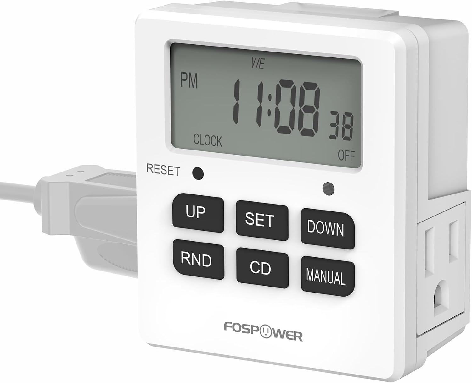 7 Day Digital LCD Electric Programmable Dual Outlet Plug In Clock Timer Switch