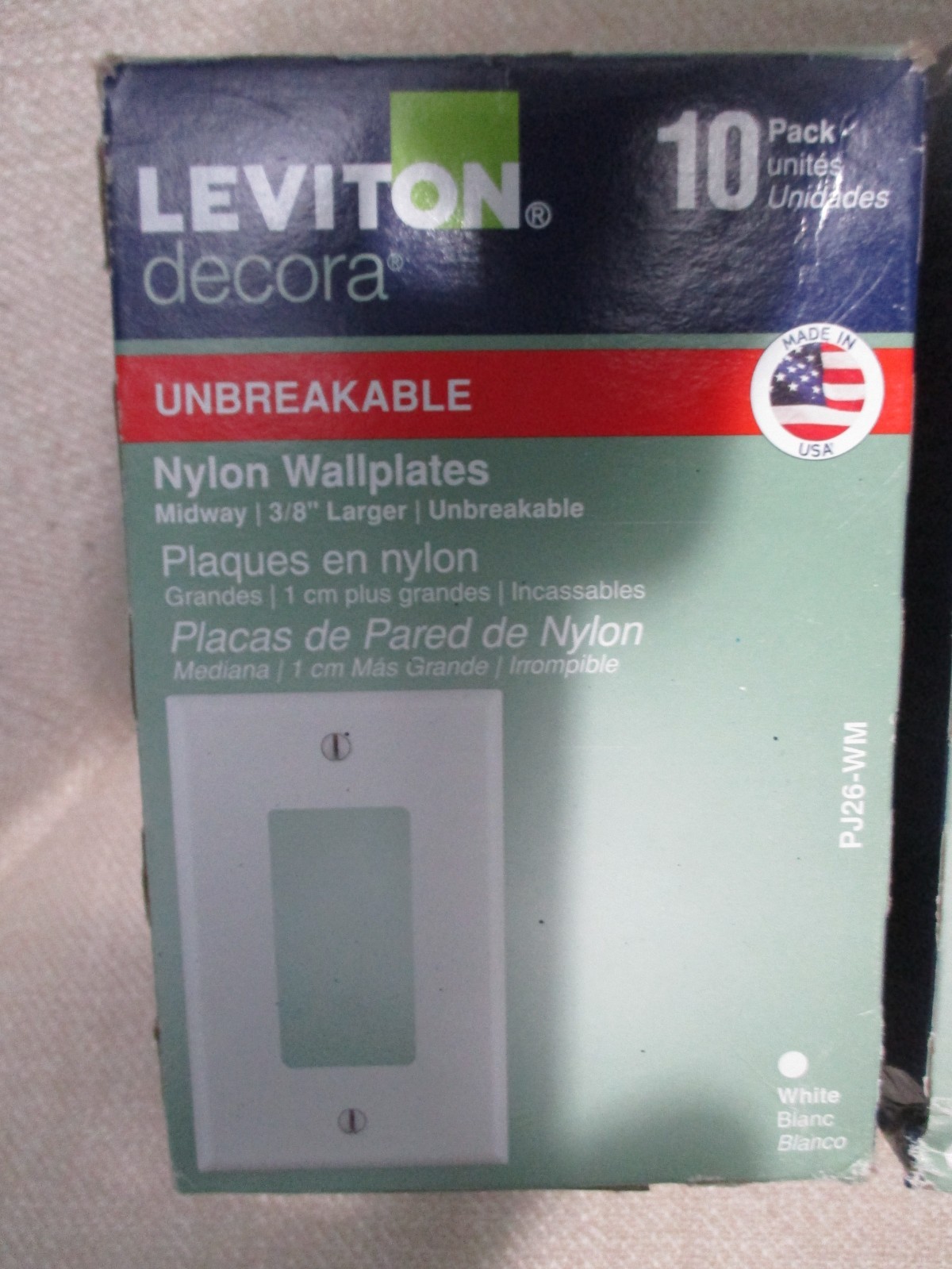 Leviton Decora White Unbreakable Nylon Rocker Wallplates 20 pack PJ26-WM New