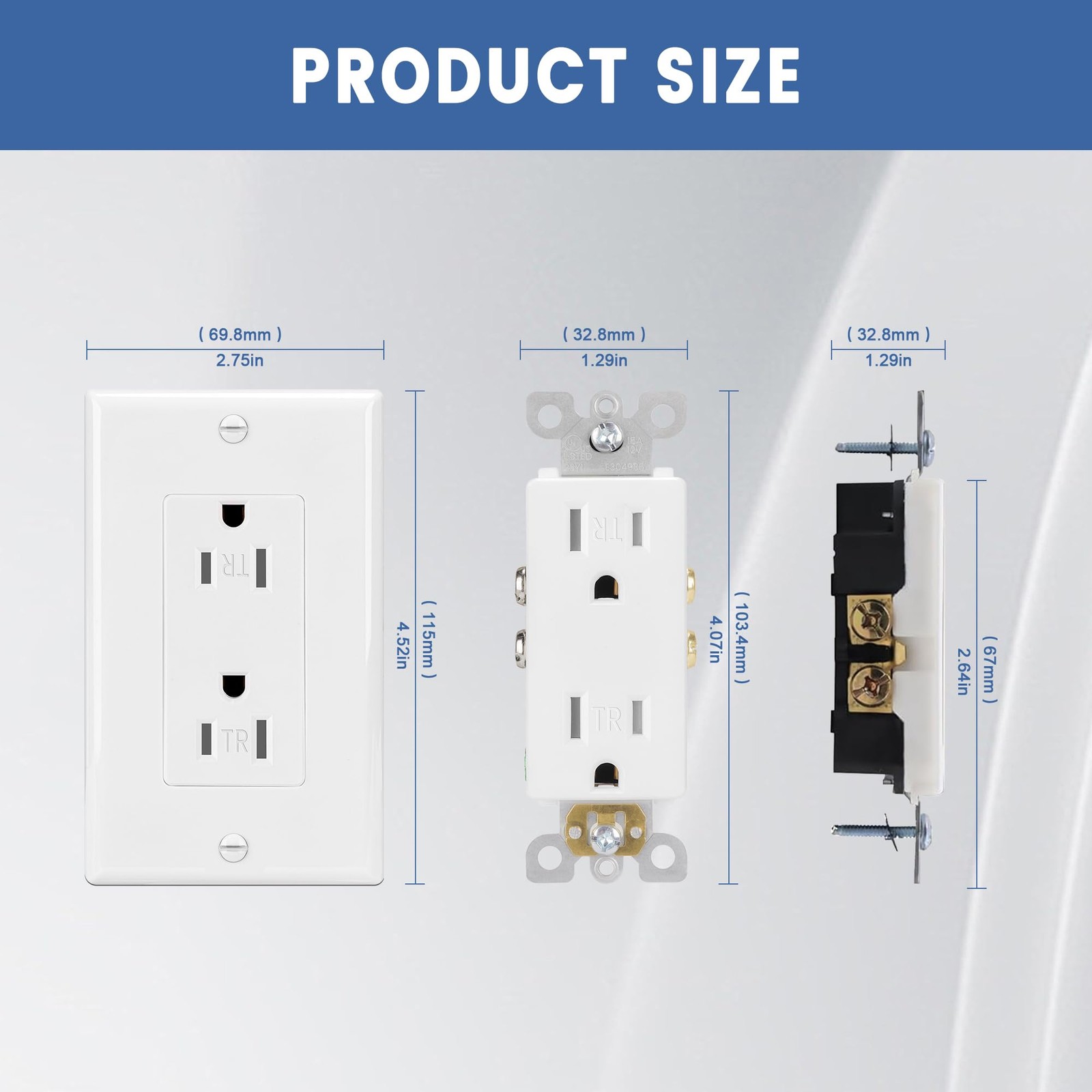 15 Amp Decorator Wall Receptacle Outlet, Child-Safe Tamper-Resistant, Residen…