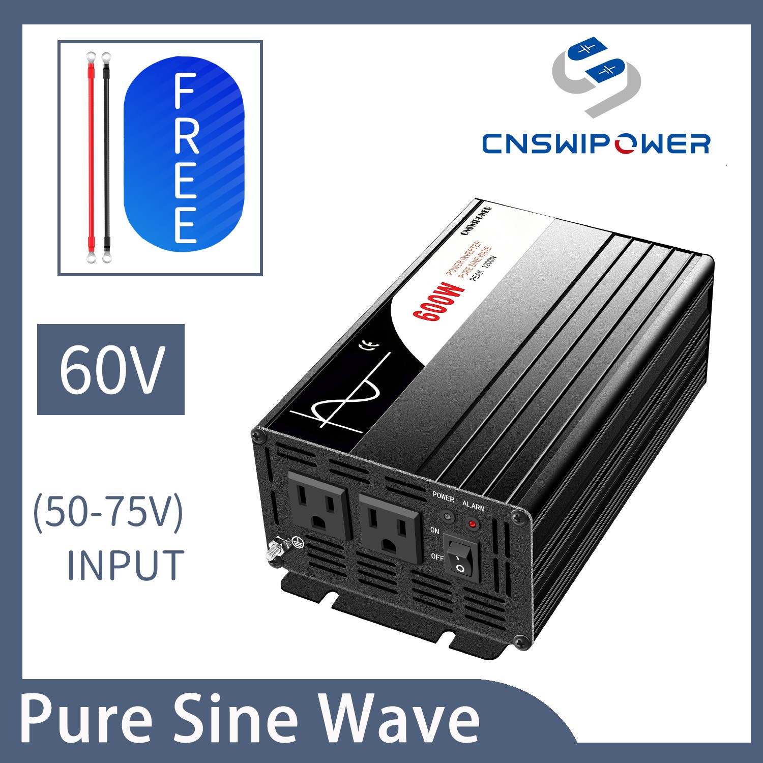 Pure Sine Wave DC to AC Inverter 60V (50-75V) Input 120V Output 1500W~5000W
