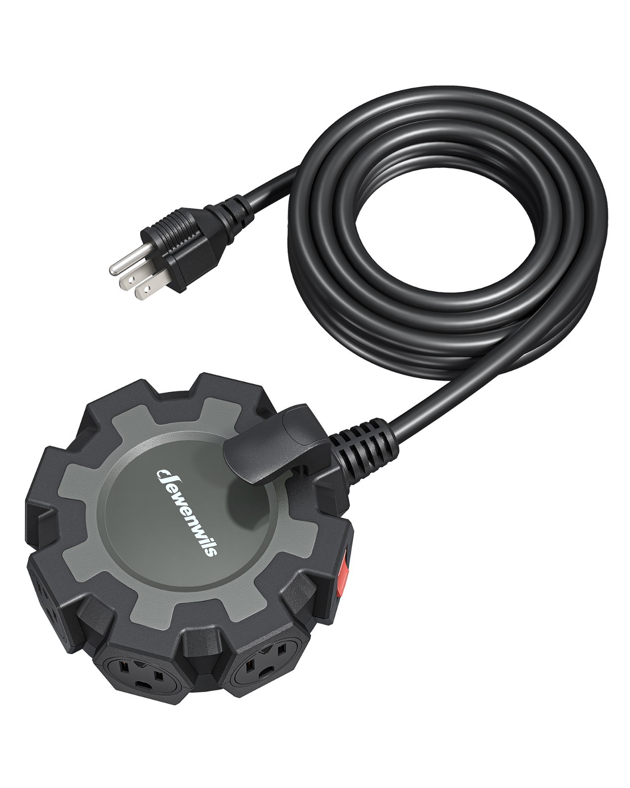 DEWENWILS Industrial Power Strip with 6-Outlet Power Hub, 15FT, SJTW 14/3 AWG