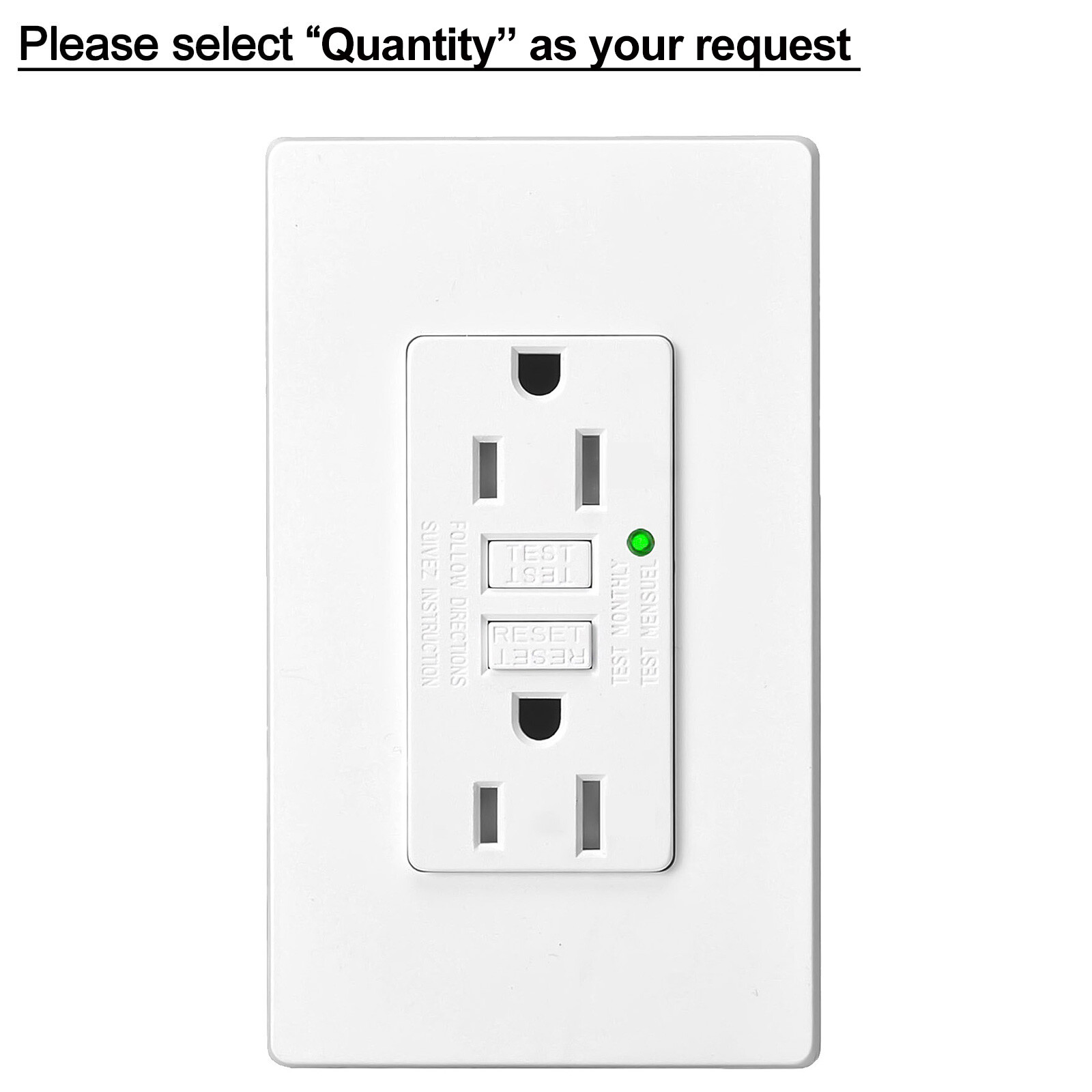 15A/20A GFCI Duplex Outlet with LED Indicator Non-Tamper Resistant ETL Listed