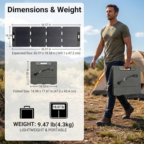 Portable Solar Panel 120W for Power Station, Foldable Solar Charger, Dark Gray