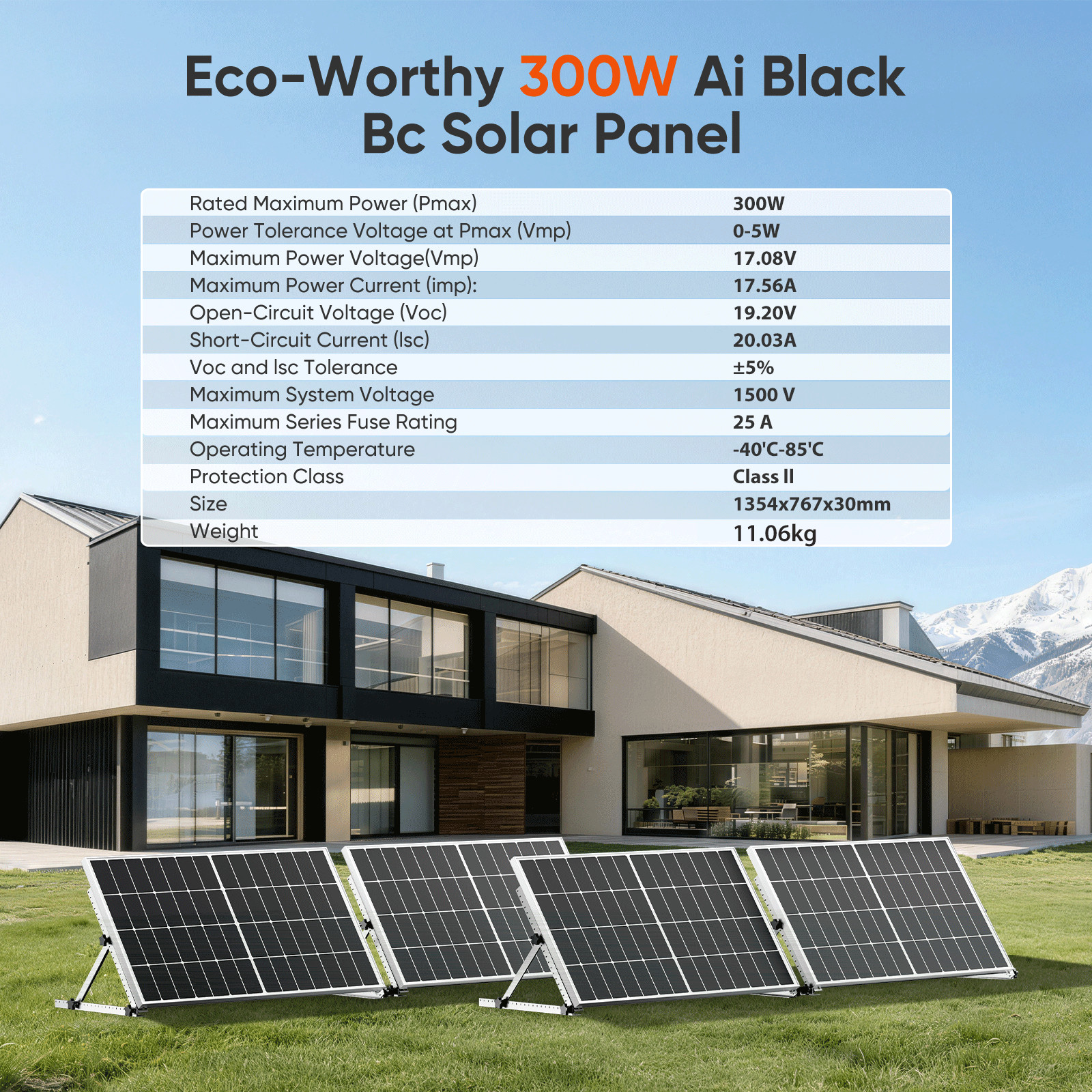 300W 600W 1200W 1800W Mono Solar Panel High Efficiency TOPCon Technology RV Home