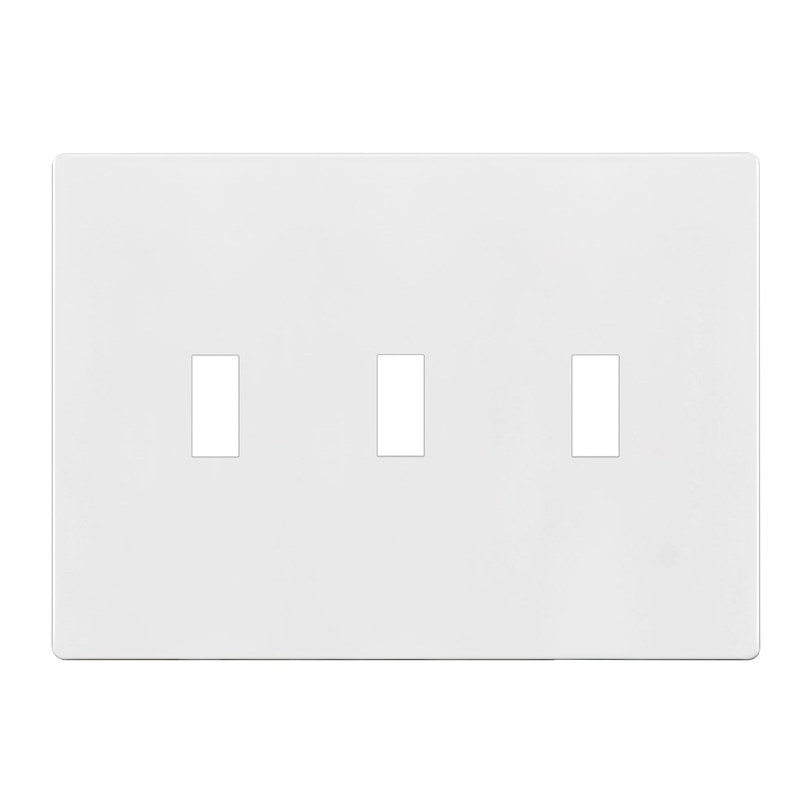 Triple Toggle Switch Wall Plate Screwless 3 Gang White Polycarbonate Heavy Duty