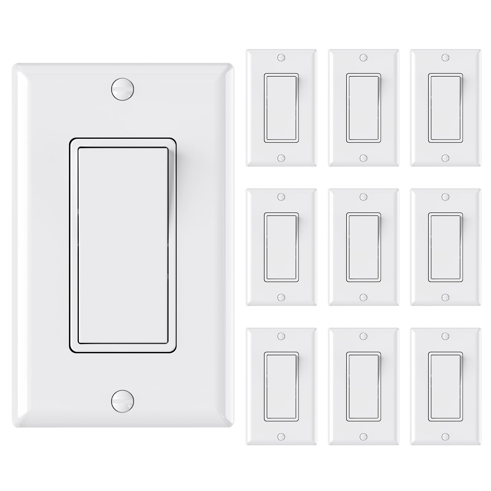 AIDA 3 Way Decorative Light Switch, 15Amp, 120/277 3 Glossy White
