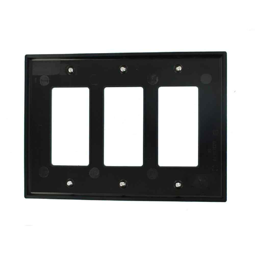 3-Gang Black Decora/Rocker Nylon Midway/Midsize Wall Plate (1-Pack) PJ263-00E