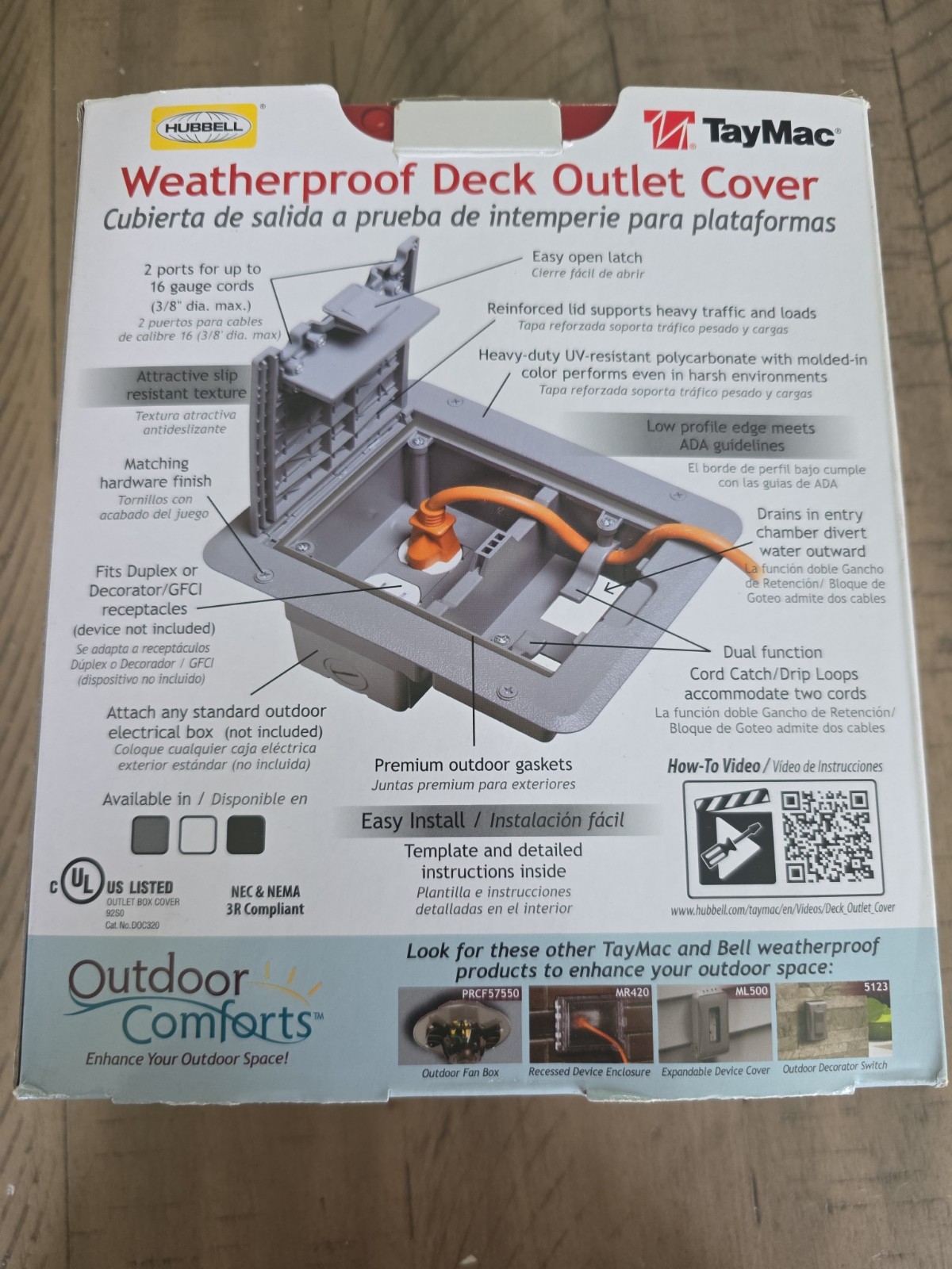 TayMac Deck Electrical Outlet Cover Grey Floor DOC320G Receptacle Open Box