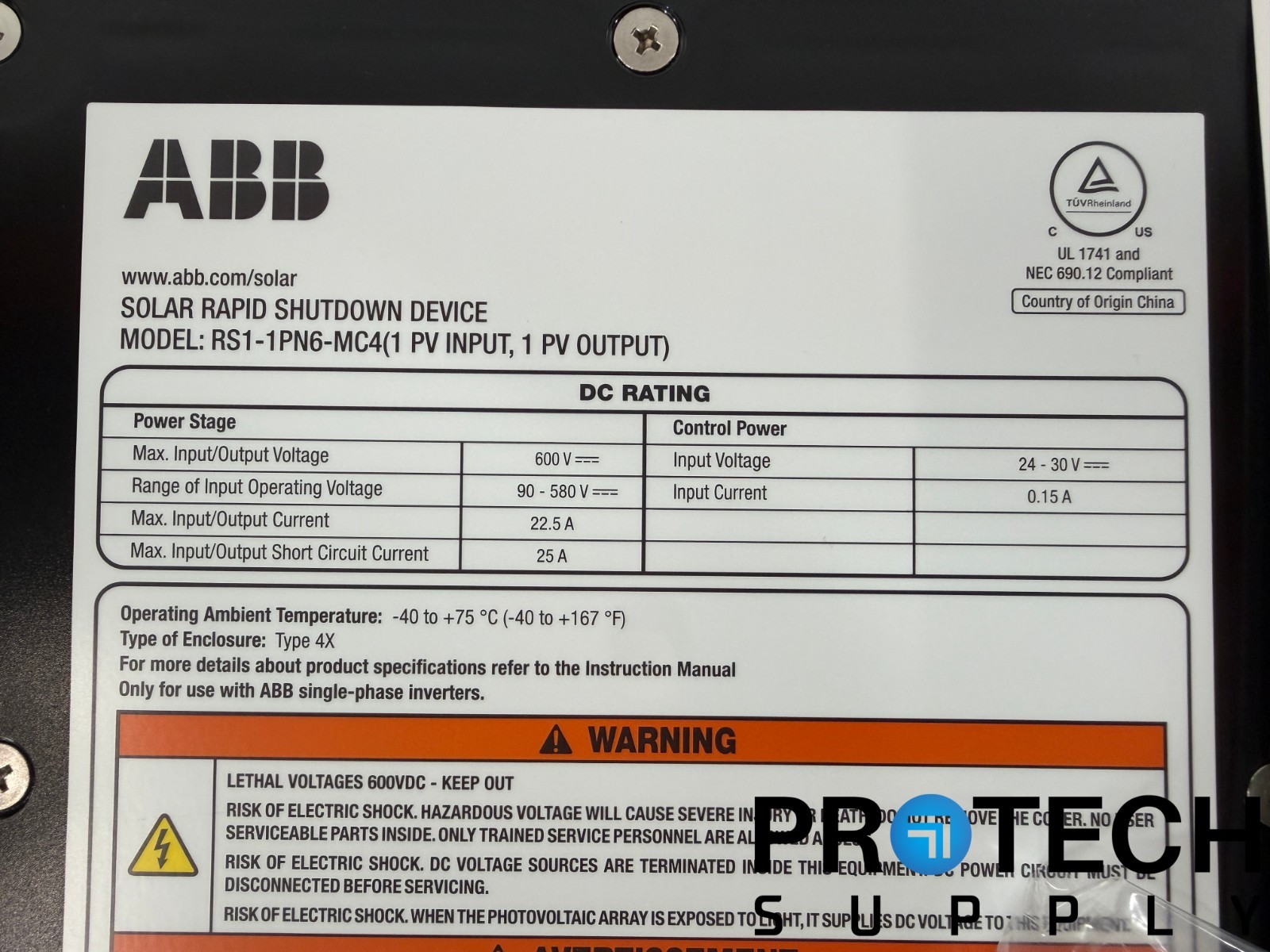 NEW ABB Solar Rapid Shutdown Device (RSD) RS1-1PN6-MC4 with WARRANTY