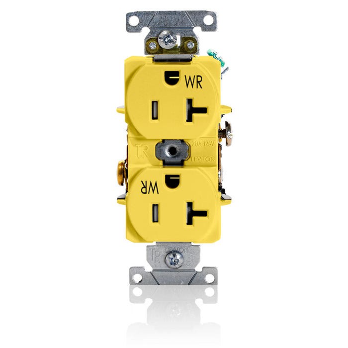 Leviton 20A 125V Industrial Tamper/Weather Resistant Outlet Yellow TWR20-Y 10-PK