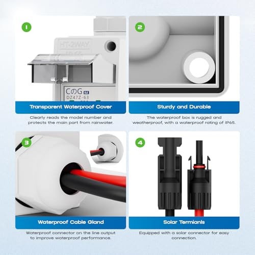 Solar Panel Disconnect Switch, 20 Amp DC 500V Breaker Box PV DC500V 20A
