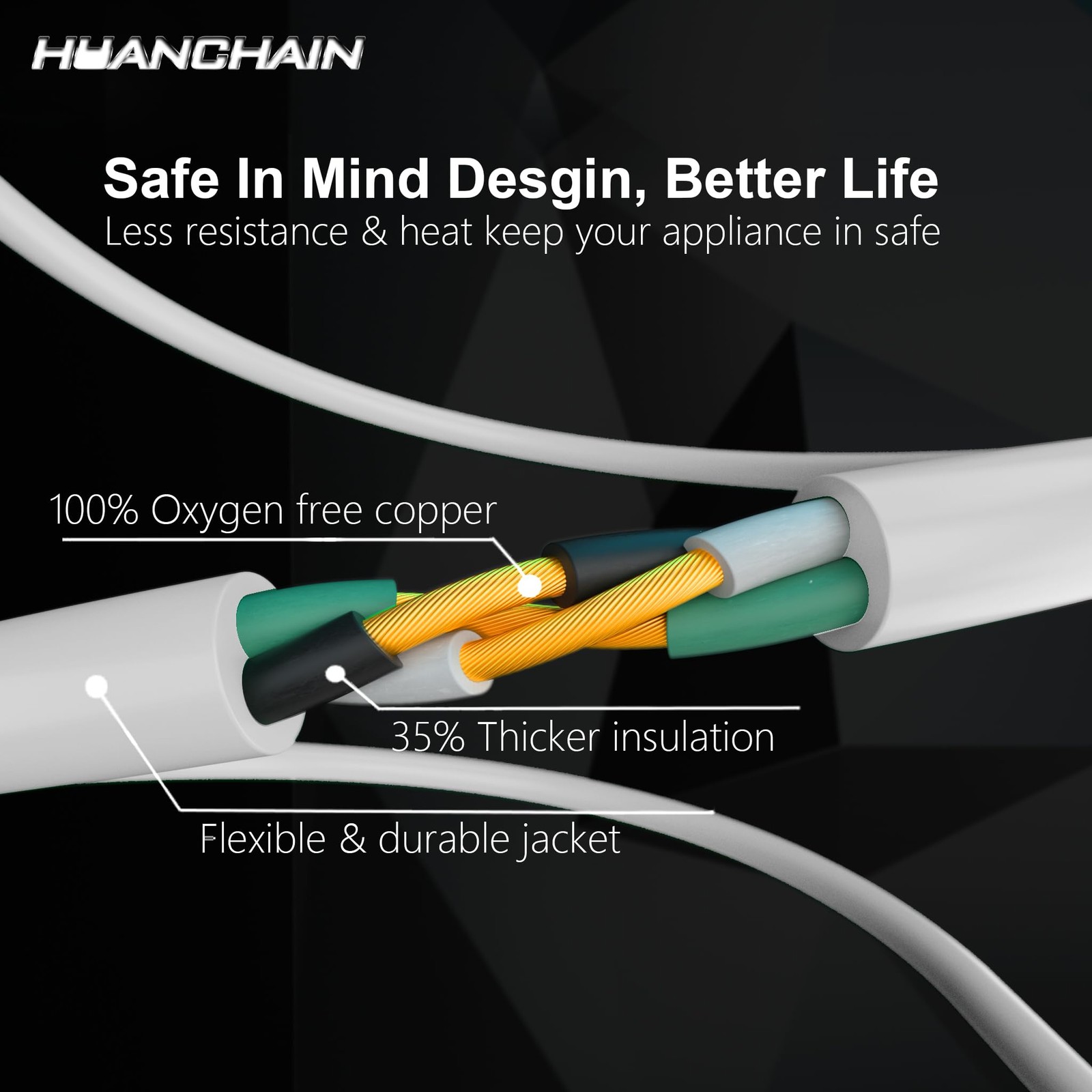 25 FT 16 Gauge White Indoor Outdoor Extension Cord Waterproof Flexible Cold