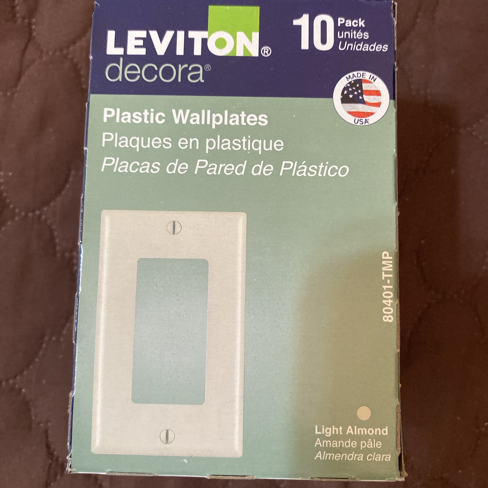 Leviton 80401-TMP Decora Almond 1-Gang Rectangle GFCI/Rocker Wall Plate