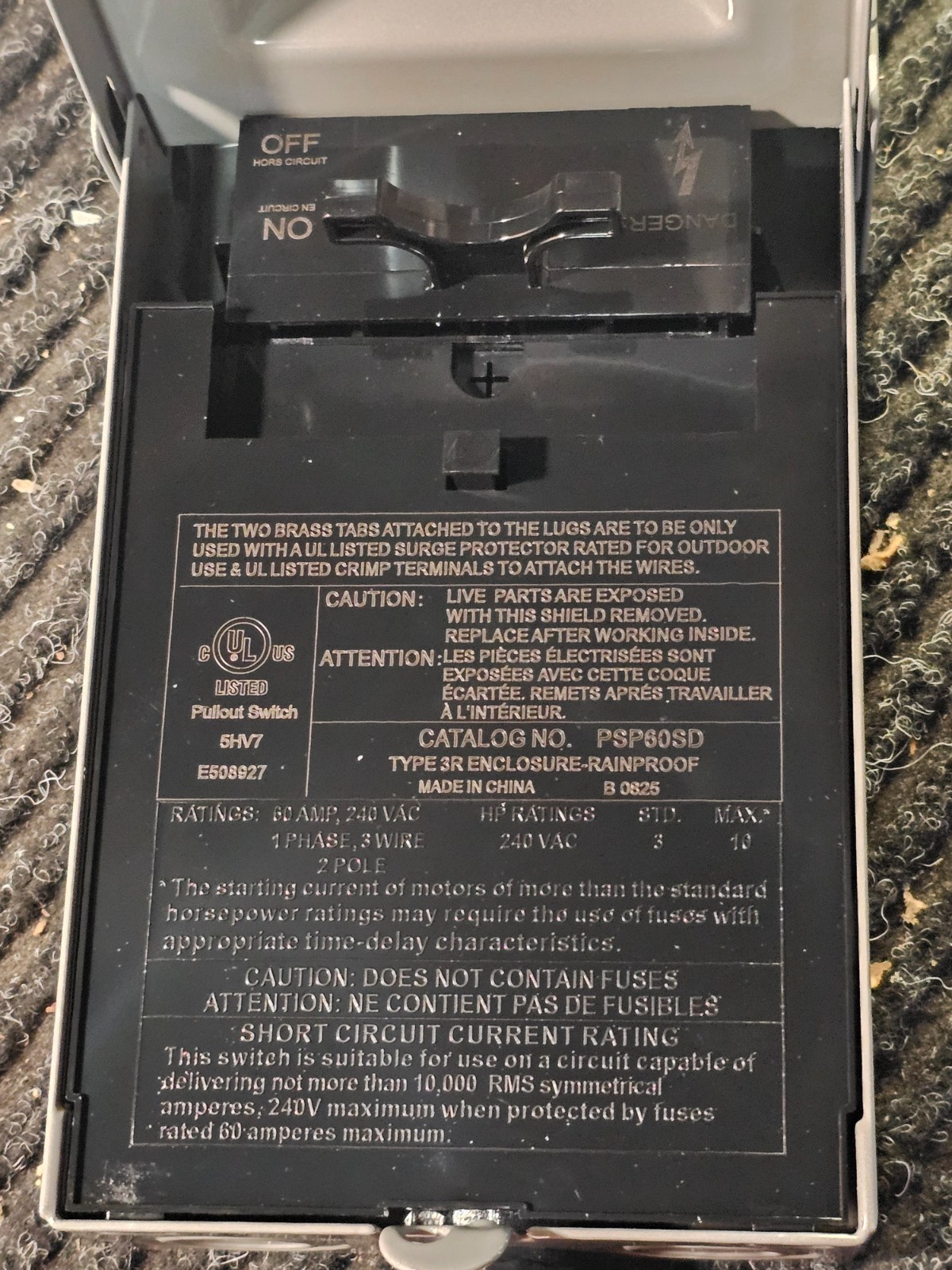 Rectorseal 96419 RSH 50db Single Phase Surge Protective Device 60 Amp Non Fused