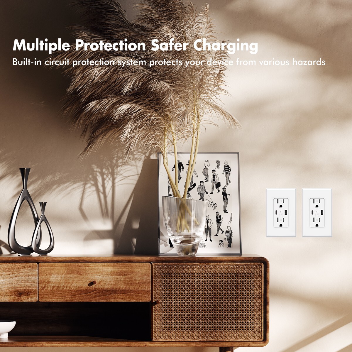 10Pack USB Type C Wall Outlet Duplex Receptacle 15A, Smart 4.8A Quick Charging