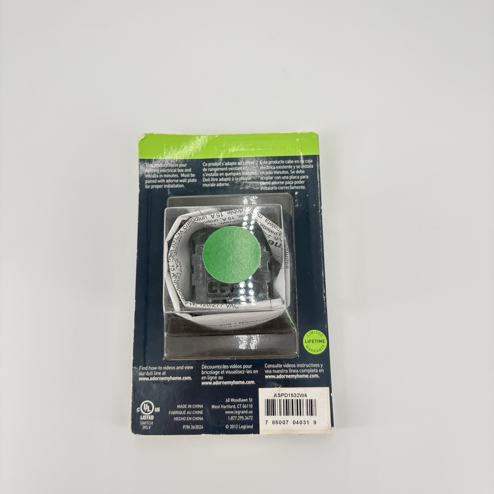 1 Legrand Adorne 15A 1 or 3-Way Paddle Switch (White Finish), ASPD1532W4